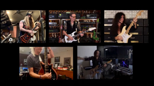 Фото STEVE VAI, YNGWIE MALMSTEEN, NUNO BETTENCOURT, ZAKK WYLDE присоединились к BRIAN MAY для исполнения QUEEN